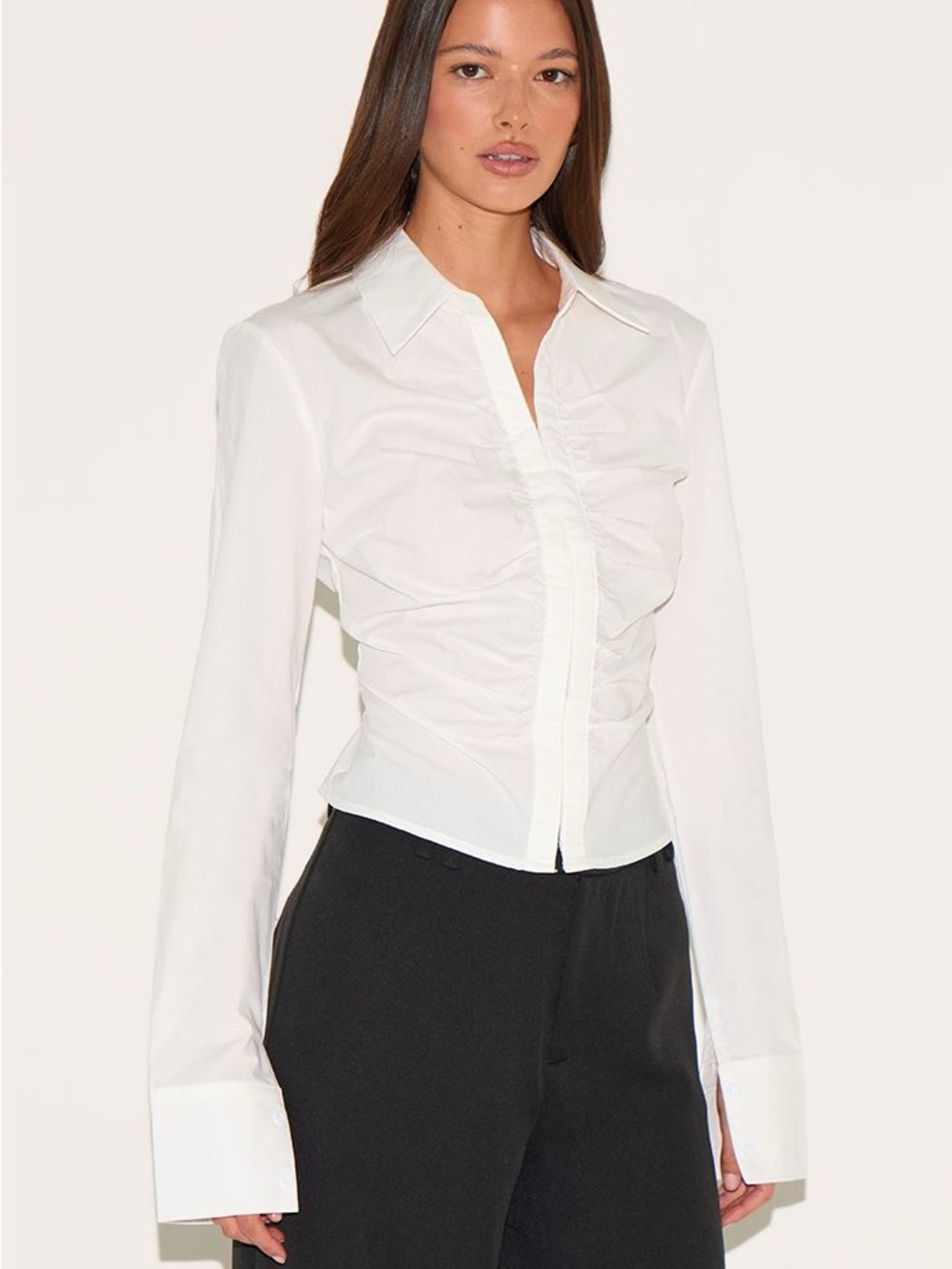 White Button-Down Women's Shirt Jacket